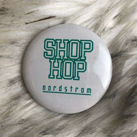 Vintage 80s Nordstrom Shophop Button Pin - Picture 2 of 5